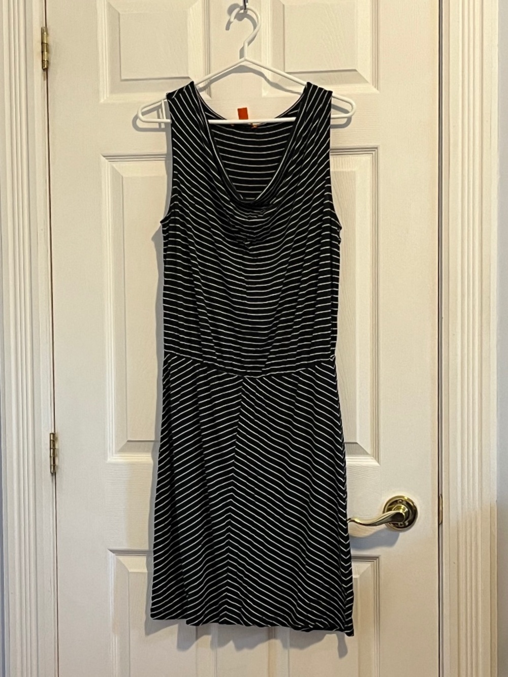 Black and White midi slouch neck dress